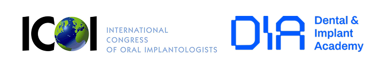 ICOI and DIA logos for dental implant conference.